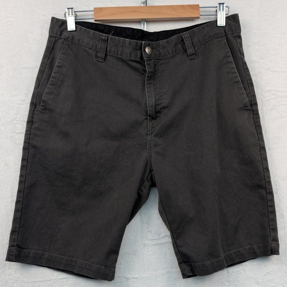 Volcom Shorts Men's 34 Gray 10"Chino Embroidered Skateboarding Surf Streetwear